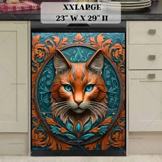 Preview of Stunning Tooled Leather Cat magnet in XX Large size.