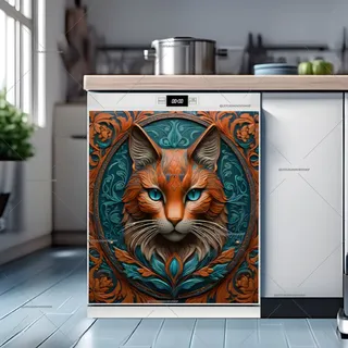 Preview of Stunning Tooled Leather Cat magnet.