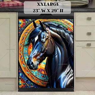 Preview of Gorgeous Mosaic Black Horse magnet in XX Large size.