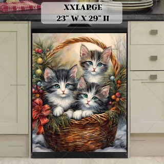 Preview of Christmas Kittens in a Basket magnet in XX Large size.