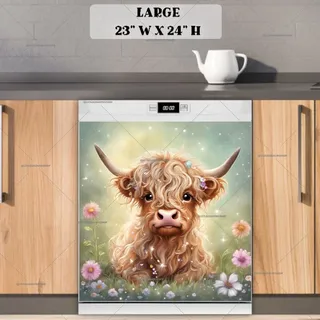 Preview of Scottish Highlander Baby Cow magnet in Large size.