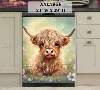 Preview of Scottish Highlander Baby Cow magnet in XX Large size.