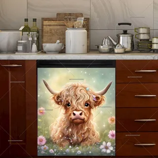 Preview of Scottish Highlander Baby Cow magnet.