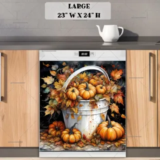 Preview of Pumpkin Bucket and Leaves magnet in Large size.