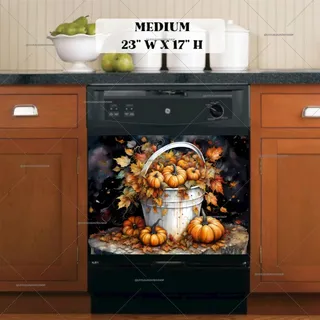 Preview of Pumpkin Bucket and Leaves magnet in Medium size.
