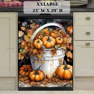 Preview of Pumpkin Bucket and Leaves magnet in XX Large size.