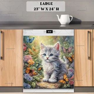 Preview of Little Kitten in the Garden magnet in Large size.