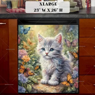 Preview of Little Kitten in the Garden magnet in Extra Large size.