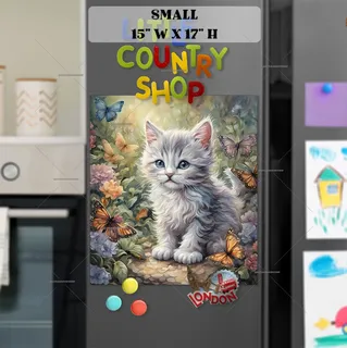 Preview of Little Kitten in the Garden magnet in Small size.