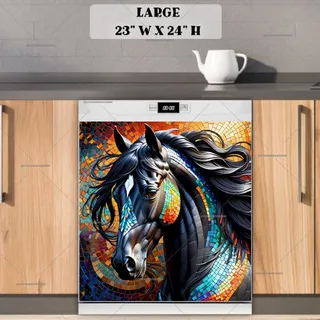 Preview of Beautiful Mosaic Black Stallion magnet in Large size.