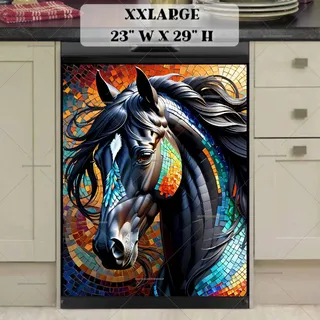 Preview of Beautiful Mosaic Black Stallion magnet in XX Large size.