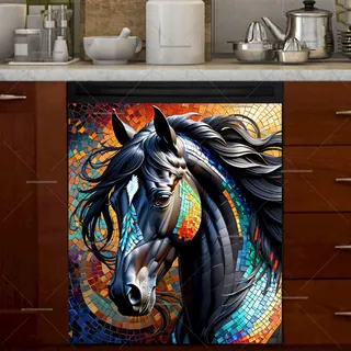 Preview of Beautiful Mosaic Black Stallion magnet.