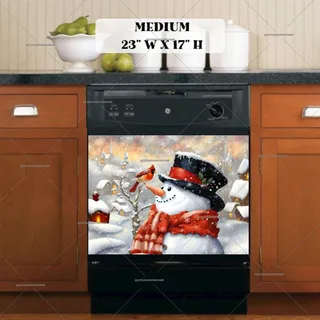 Preview of Cute Snowman with a Cardinal magnet in Medium size.