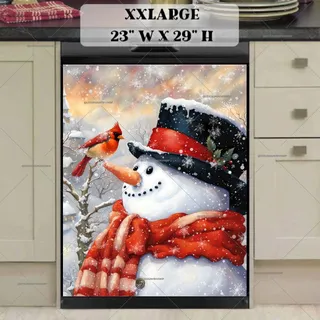 Preview of Cute Snowman with a Cardinal magnet in XX Large size.