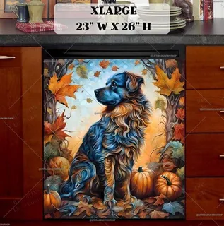 Preview of Pretty Autumn Dog magnet in Extra Large size.