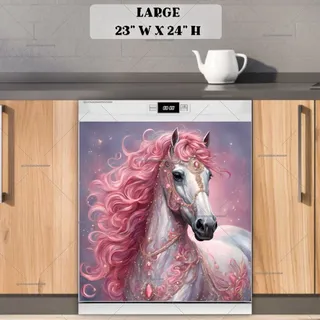 Preview of Pink and White Horse magnet in Large size.