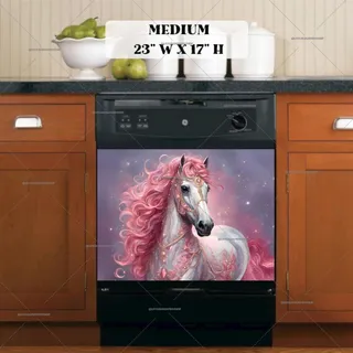 Preview of Pink and White Horse magnet in Medium size.