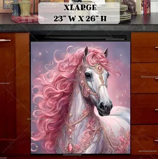 Preview of Pink and White Horse magnet in Extra Large size.