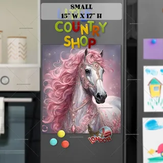Preview of Pink and White Horse magnet in Small size.