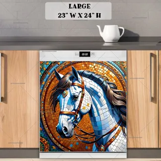 Preview of Beautiful Mosaic White Stallion magnet in Large size.