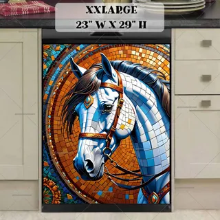 Preview of Beautiful Mosaic White Stallion magnet in XX Large size.