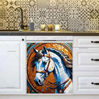 Preview of Beautiful Mosaic White Stallion magnet.