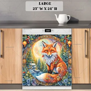 Preview of Beautiful Winter Fox at the Cottage magnet in Large size.