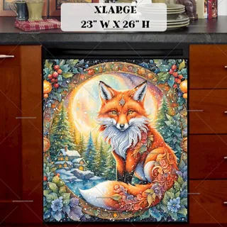 Preview of Beautiful Winter Fox at the Cottage magnet in Extra Large size.