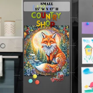 Preview of Beautiful Winter Fox at the Cottage magnet in Small size.