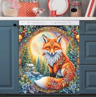 Preview of Beautiful Winter Fox at the Cottage magnet.