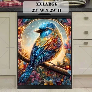 Preview of Stained Glass Colorful Bird magnet in XX Large size.