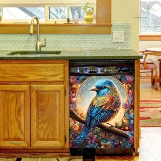 Preview of Stained Glass Colorful Bird magnet.