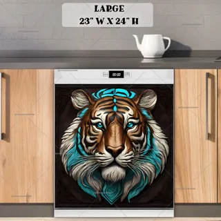 Preview of Gorgeous Tooled Leather Tiger magnet in Large size.