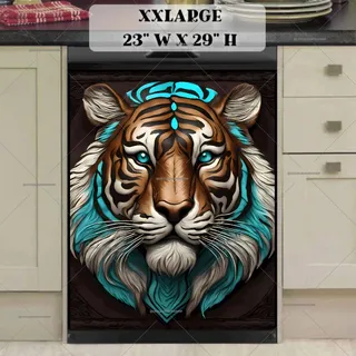 Preview of Gorgeous Tooled Leather Tiger magnet in XX Large size.
