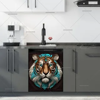 Preview of Gorgeous Tooled Leather Tiger magnet.