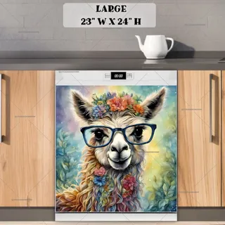 Preview of Cute  Llama in Eyeglasses magnet in Large size.