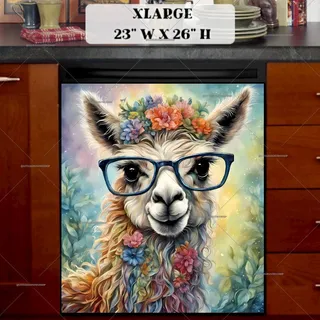 Preview of Cute  Llama in Eyeglasses magnet in Extra Large size.