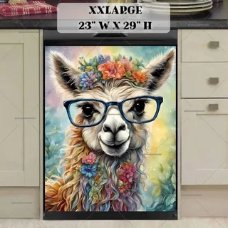 Preview of Cute  Llama in Eyeglasses magnet in XX Large size.