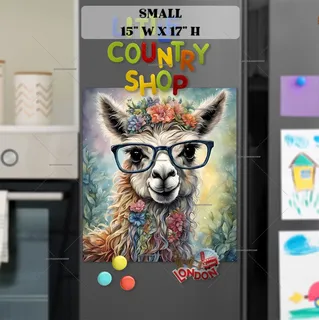 Preview of Cute  Llama in Eyeglasses magnet in Small size.