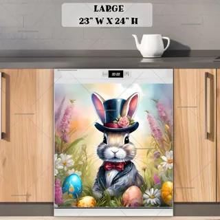 Preview of Gentleman Easter Bunny and Eggs magnet in Large size.