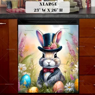 Preview of Gentleman Easter Bunny and Eggs magnet in Extra Large size.