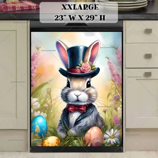 Preview of Gentleman Easter Bunny and Eggs magnet in XX Large size.