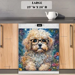 Preview of Cute  Dog in Eyeglasses magnet in Large size.