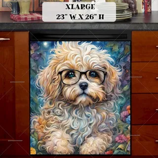 Preview of Cute  Dog in Eyeglasses magnet in Extra Large size.