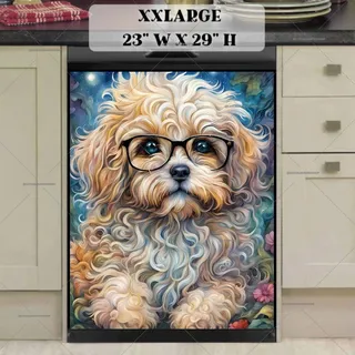 Preview of Cute  Dog in Eyeglasses magnet in XX Large size.