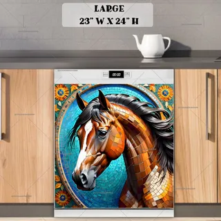 Preview of Beautiful Mosaic Brown Stallion magnet in Large size.