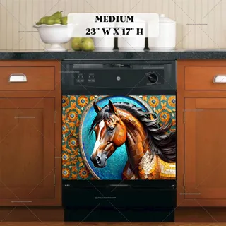 Preview of Beautiful Mosaic Brown Stallion magnet in Medium size.