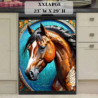 Preview of Beautiful Mosaic Brown Stallion magnet in XX Large size.