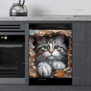Preview of Kitten in the Garden Wall Hole magnet.