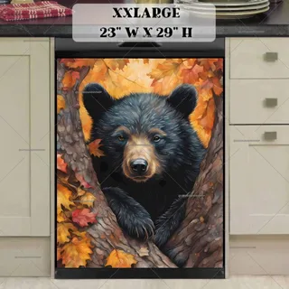 Preview of Pretty Autumn Black Bear Cub magnet in XX Large size.